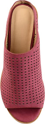Brinley Co. Womens Zess Faux Nubuck Open-Toe Perforated Mules  Color Red Size 6.5M