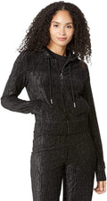 Juicy Couture Women's Wale Velour Hoodie  Liquorice Size S