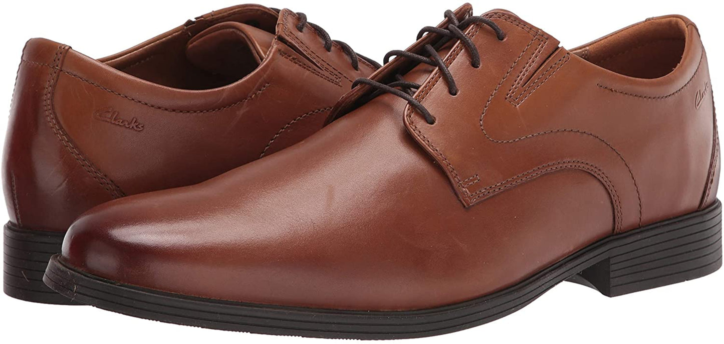 Clarks Men's Whiddon Plain Oxford  Color Dark Tan Leather Size 9W