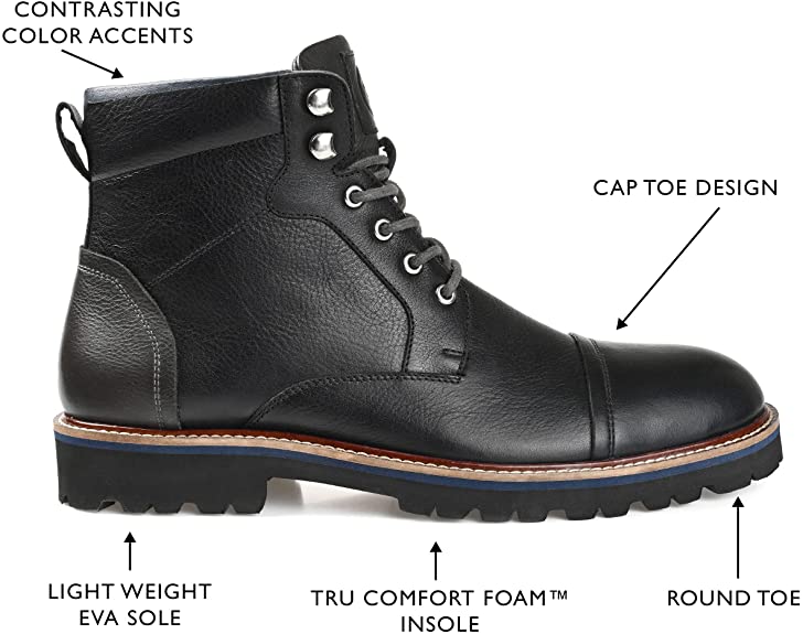 Thomas & Vine Men's Reddick Cap Toe Ankle Boot  Color Black Size 10.5M