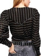 Free People Women’s Girlfriend Top  Black Combo Size XS