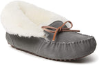 Dearfoams Women's Fireside Brisbane Shearling Foldover Moccasin Slipper  Color Gray Size 8M