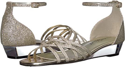Easy Street Women's Tarrah Wedge Sandals  Color Gold Glitter Size 7.5N
