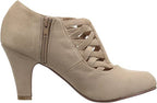 Brinley Co. Womens High Heel Round Toe Bootie  Color Taupe Wd Size 7.5W