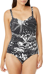 Profile by Gottex Standard Marbella D Cup One Piece Swimsuit  Color Black/White Size 8D