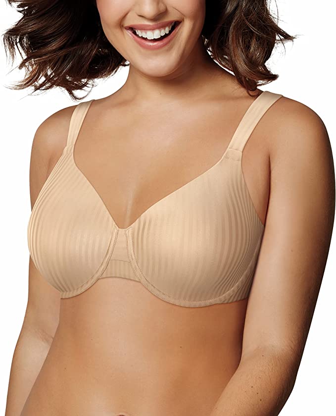 Playtex Women's Secrets All Over Smoothing Full-Figure Underwire Bra US4747  Color Nude Stripes Size 36D
