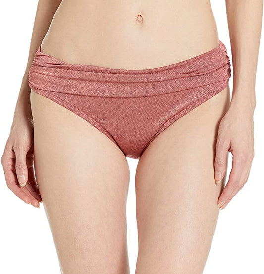 Kenneth Cole New York Shirred Band Hipster Bikini Bottoms  Color Rose/Day Glow Size XL