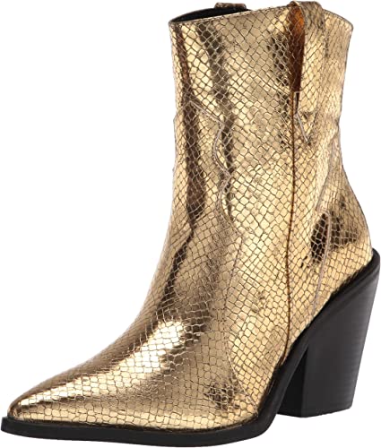 Madden Girl Women's Holster Fashion Boot  Color Gold Embossed Size 6M