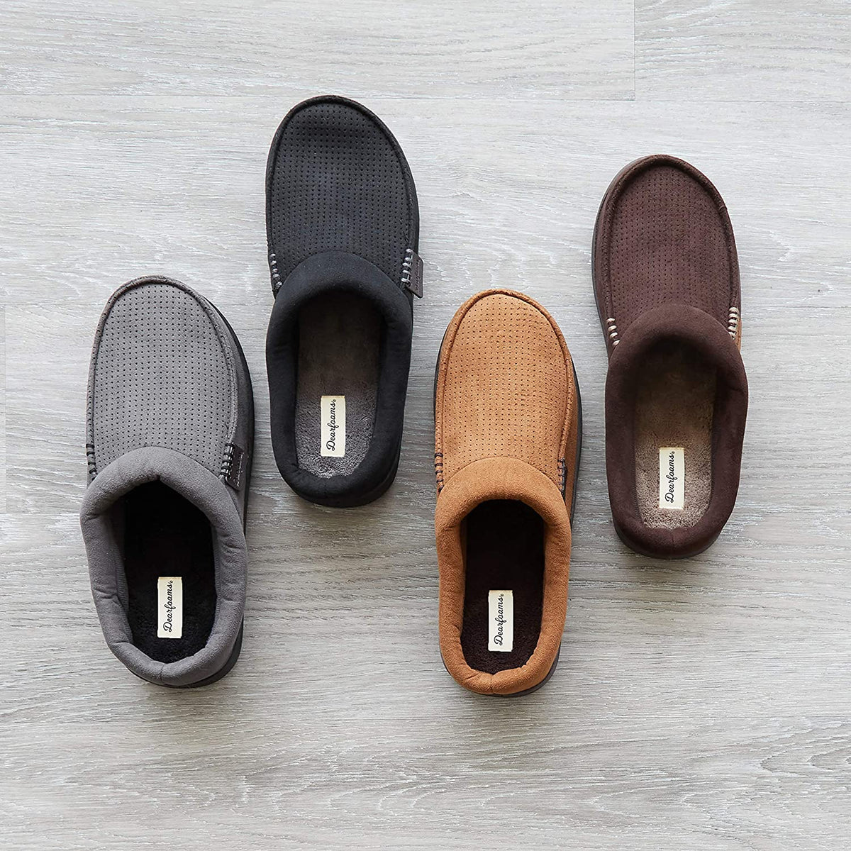 Dearfoams Men's Brendan Microfiber Suede Clog Slipper  Color Coffee (Perforated) Size M