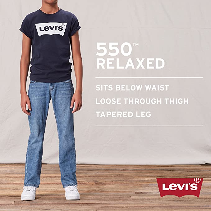 Levi's Boys' 550 Relaxed Fit Jeans  Color Black Size 12H 32W x 27L