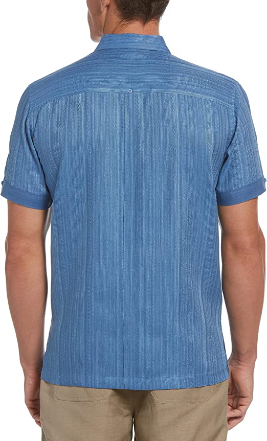 Cubavera Men's Short Sleeve Two Pocket Fashion Guayabera Shirt  Color Blue Size 2XL