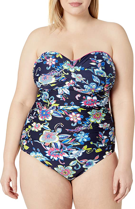 Anne Cole Plus Size Twist Front Shirred One-Piece Swimsuit  Color Holiday Paisley Size 24W