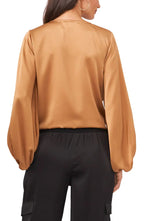 Vince Camuto Ruched Front Crepe Blouse  Color Wild Oak Size L