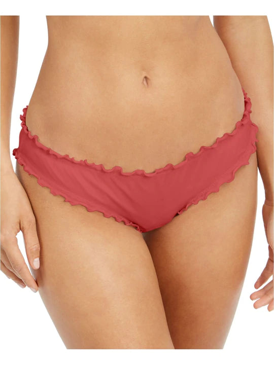 Sundazed Stretch Lined Ruffled Shirred Bikini Swimsuit Bottoms  Color Terracotta Size M