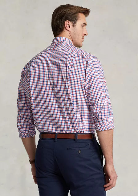 Polo Ralph Lauren Mens Big Tall Plaid Poplin Shirt  Color Blue/Red Multi Size XLT
