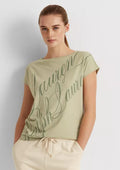 Lauren Ralph Lauren Script-Logo Cotton-Blend T-Shirt  Color Red (Picture is Green) Size L