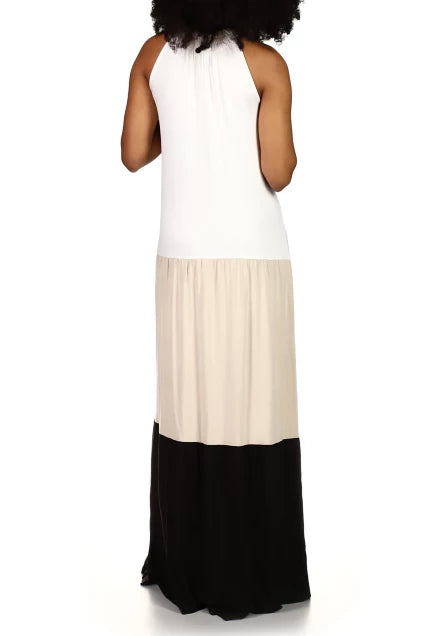 Michael Kors Women's Petites Colorblocked Maxi Dress  Color Re Dune Size PL