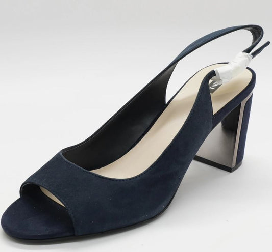 Alfani Women's Ink Suede Florraal Slingback Heels  Color Navy Size 7W
