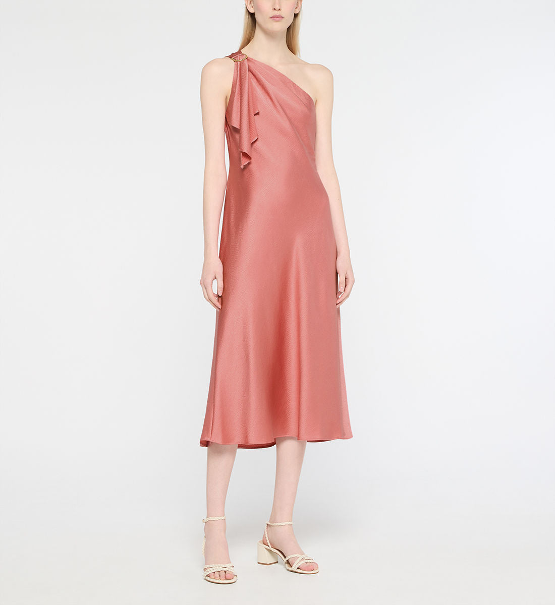 Lauren Ralph Lauren Women's One-Shoulder A-Line Dress  Color Desert Rose Size 14