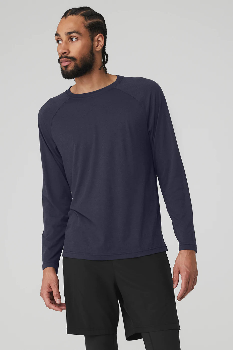 ALO YOGA Men's Triumph Long Sleeve Tee  Color True Navy Size S