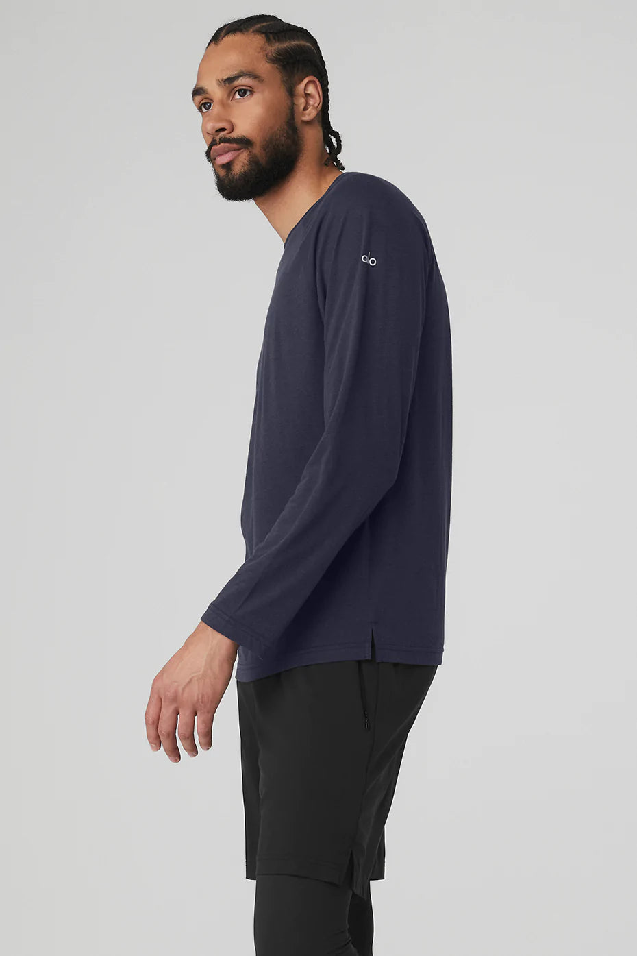 ALO YOGA Men's Triumph Long Sleeve Tee  Color True Navy Size S