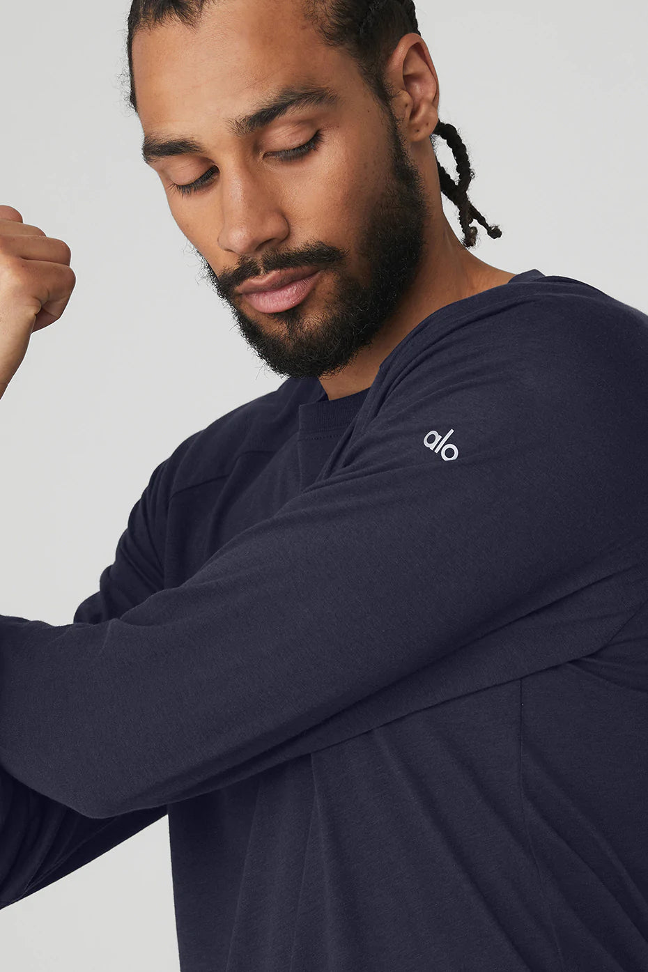 ALO YOGA Men's Triumph Long Sleeve Tee  Color True Navy Size S