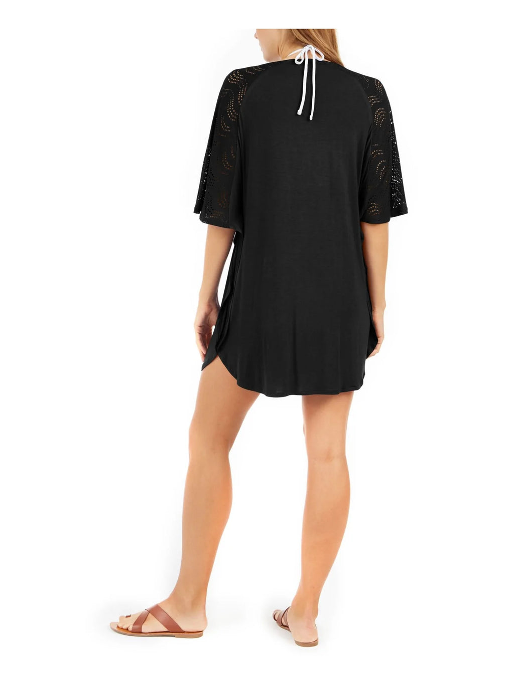 Dotti Resort Lace-Up Tunic Cover-Up  Color Black Size L