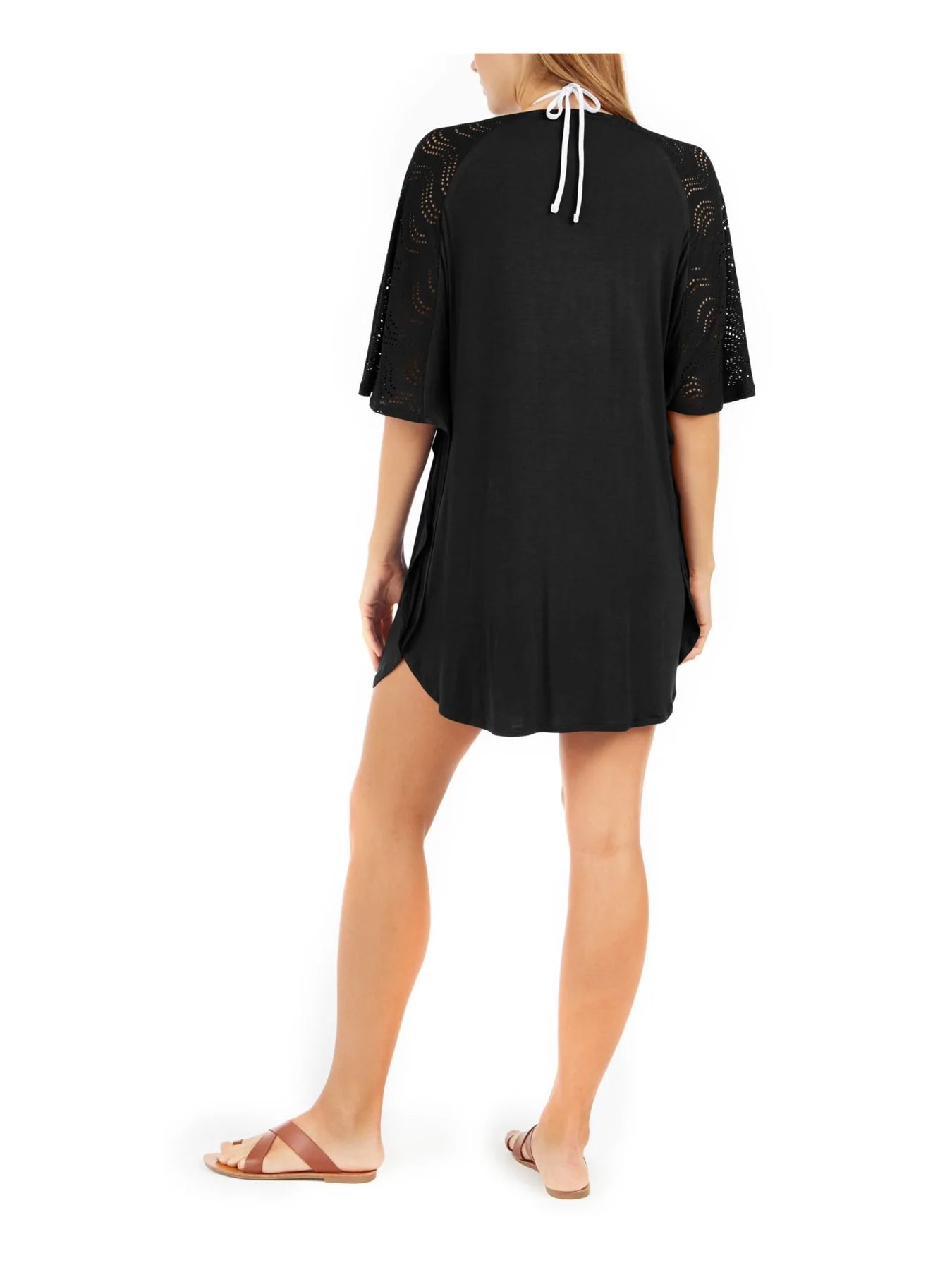 Dotti Resort Lace-Up Tunic Cover-Up  Color Black Size L