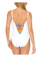 BLEU Women's Rainbow Lace-Down Removable Cup Rod Beattie 1-Piece Swimsuit  COLOR White SIZE 8