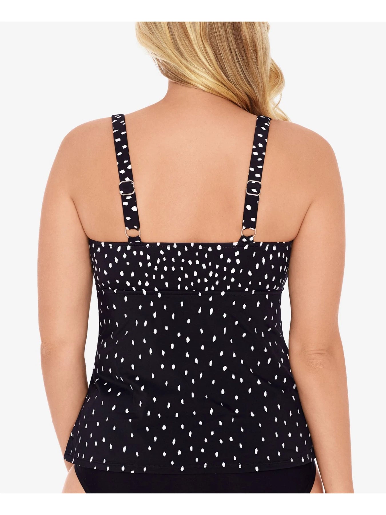 Swim Solutions Dot-Print Tankini Top  Color Black/White Size 18
