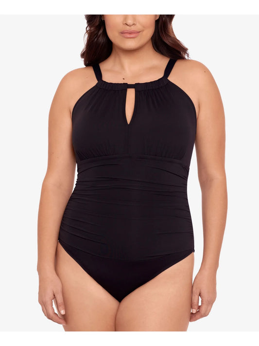 Lauren Ralph Lauren Plus Size Beach Club High Neck Swimsuit  Color Black Size 22W