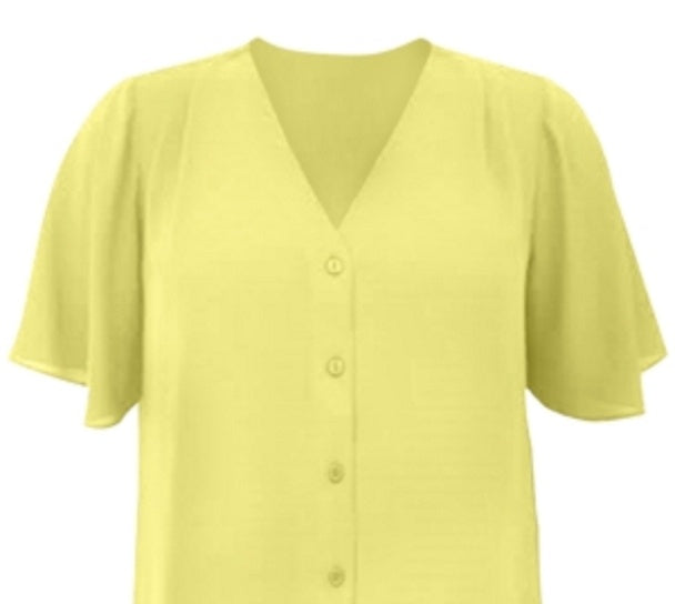 Alfani Women's V-Neck Blouse   Color Yellow  Size L