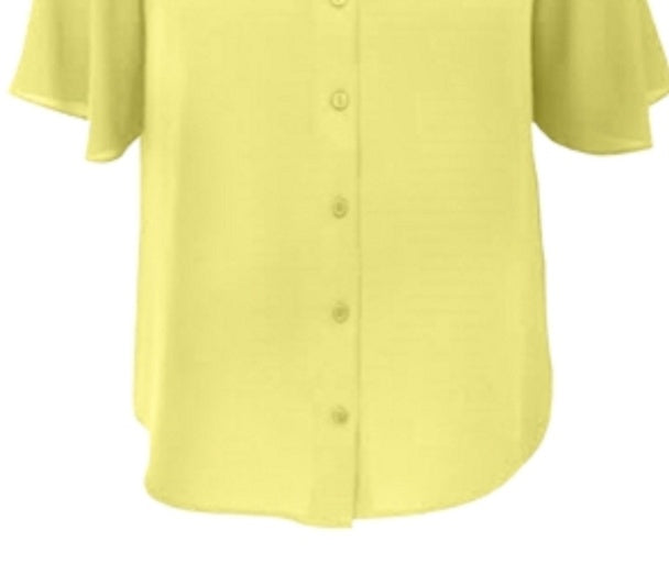 Alfani Women's V-Neck Blouse   Color Yellow  Size L