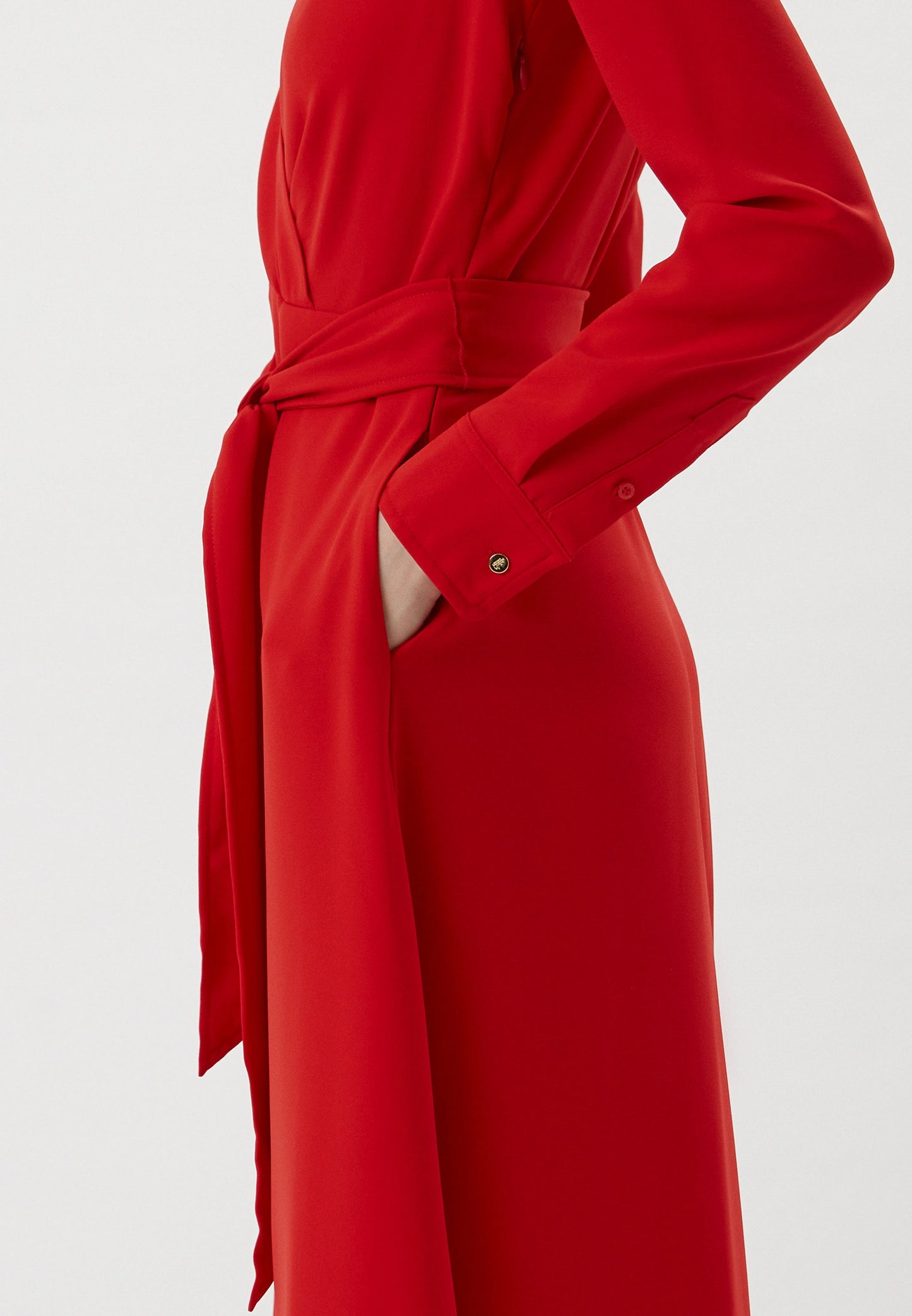 Lauren Ralph Lauren Surplice Georgette Midi Dress  Color Lipstick Red Size 0