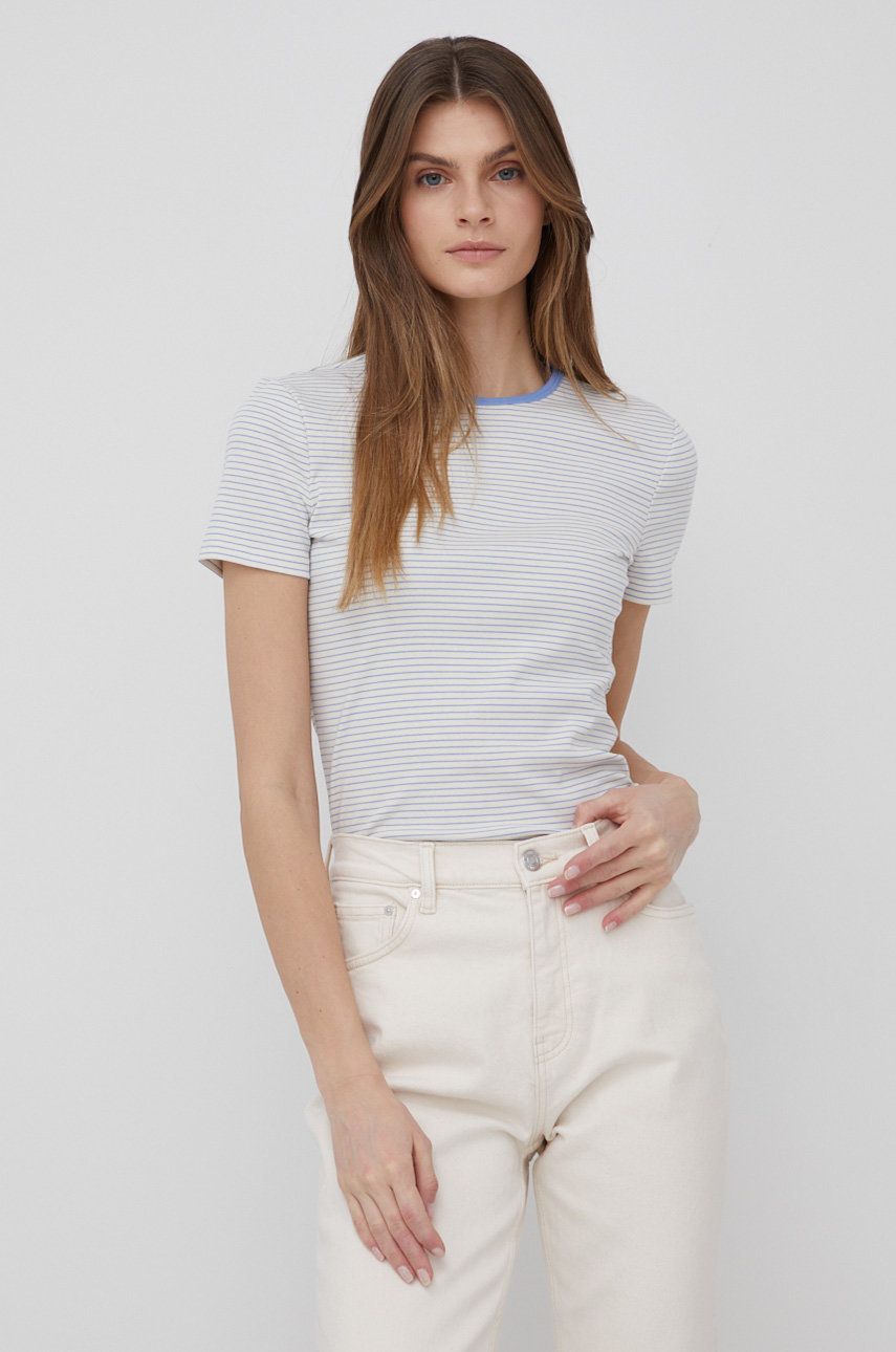 Lauren Ralph Lauren Striped Stretch Cotton T-Shirt  Color Mascarpone Creamblue Lch Size XXL