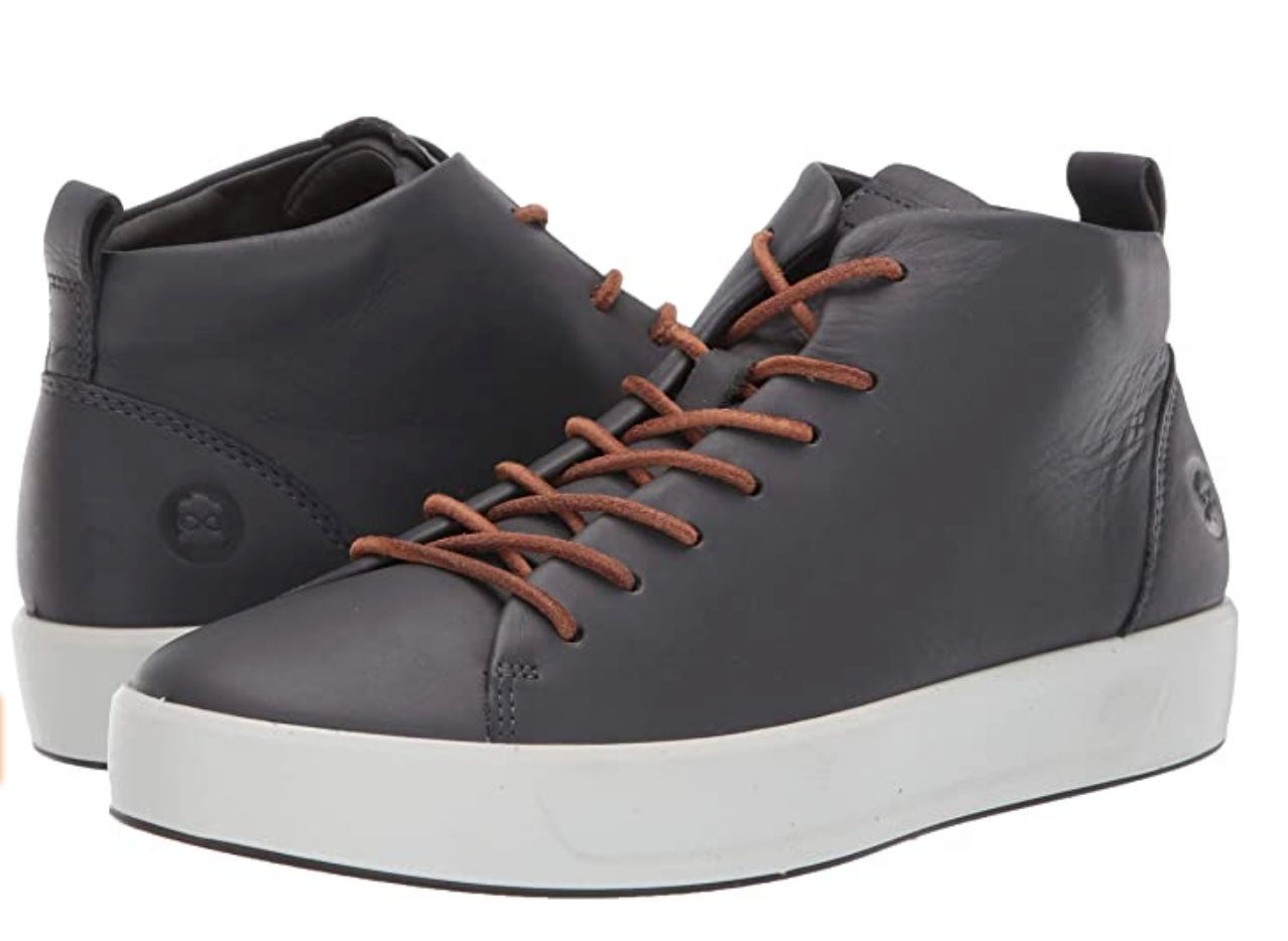 ECCO Men's Soft 8 Mid Cut Sneaker Color Magnet Dri-tan