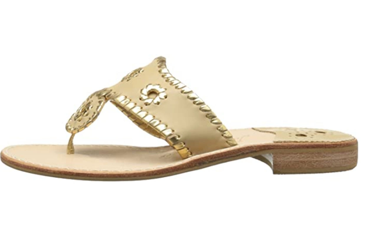 Jack Rogers Women's Nantucket Gold Thong Sandal Color: White/Gold Size: 9.5M