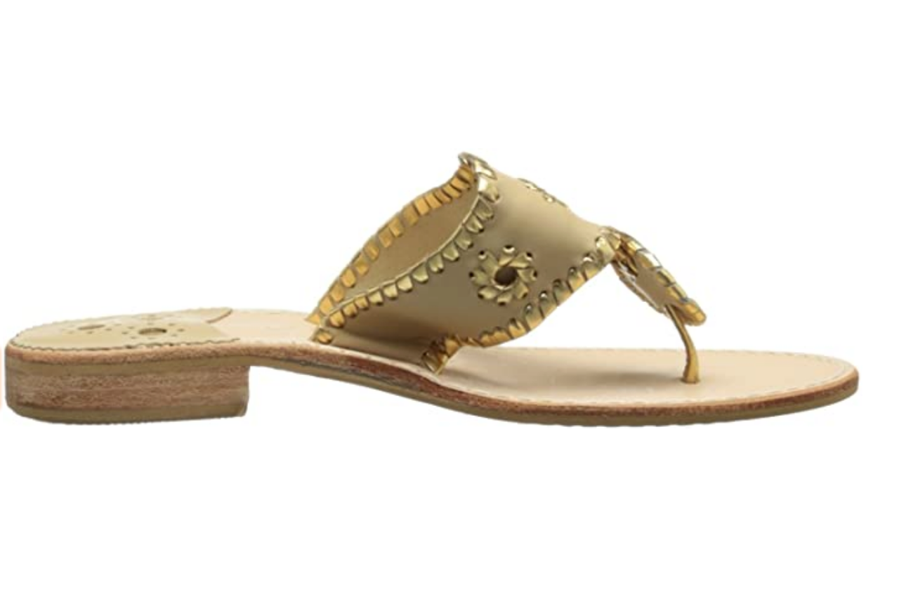 Jack Rogers Women's Nantucket Gold Thong Sandal Color: White/Gold Size: 9.5M