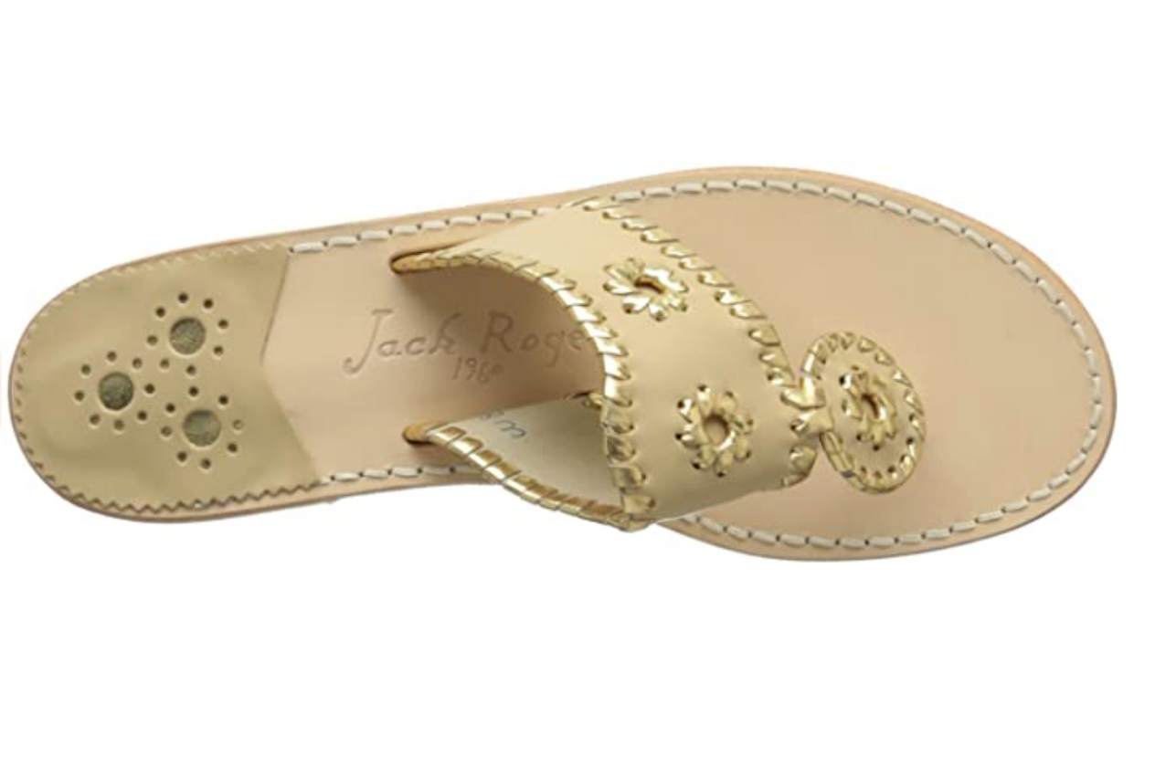 Jack Rogers Women's Nantucket Gold Thong Sandal Color: White/Gold Size: 9.5M