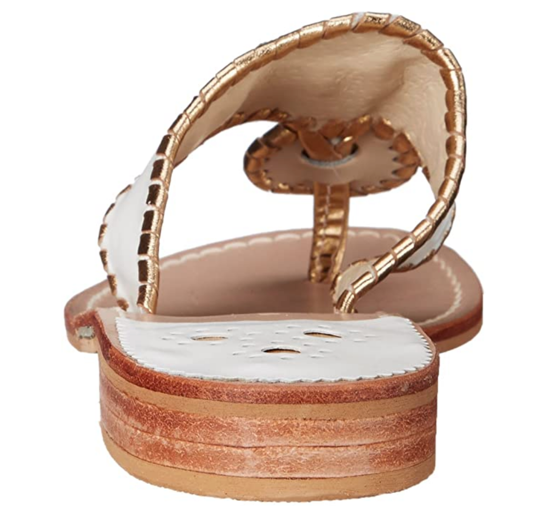 Jack Rogers Women's Nantucket Gold Thong Sandal Color: White/Gold Size: 9.5M