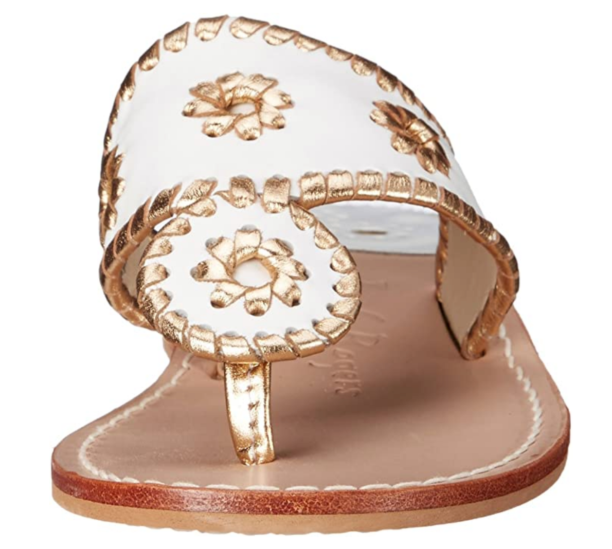 Jack Rogers Women's Nantucket Gold Thong Sandal Color: White/Gold Size: 9.5M