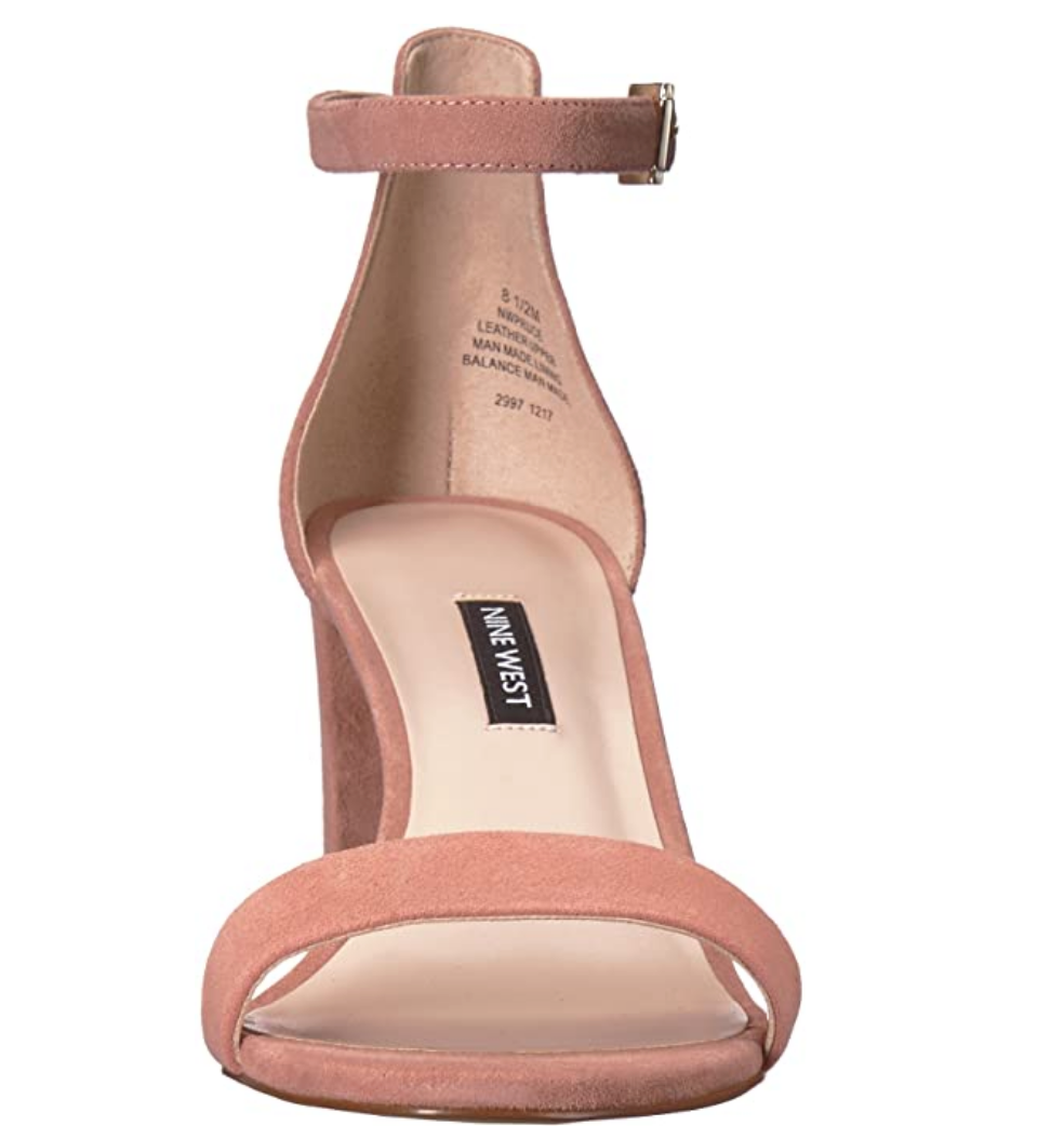 NINE WEST Women's Pruce Suede Heeled Sandal Color: Pink Suede Size: 10M