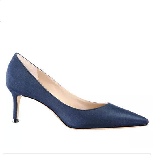 Nina Nina60 Mid Heel Pumps  Color: Navy Peau Fabric Size: 6M
