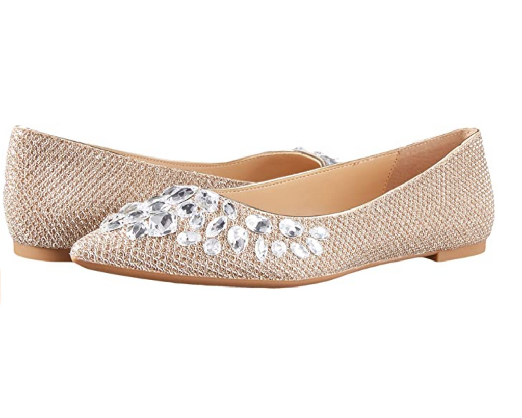 Jewel Badgley Mischka Women's Ulanni Ballet Flats  Champagne Fabric Size 9.5