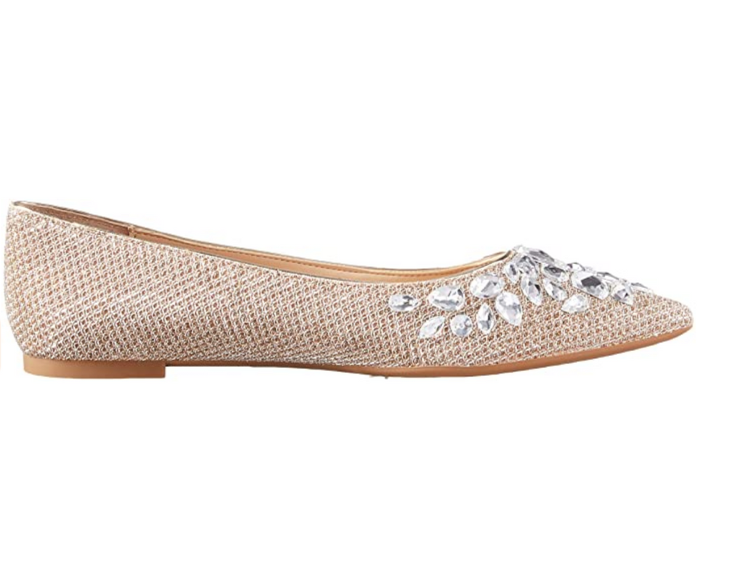 Jewel Badgley Mischka Women's Ulanni Ballet Flats  Champagne Fabric Size 9.5