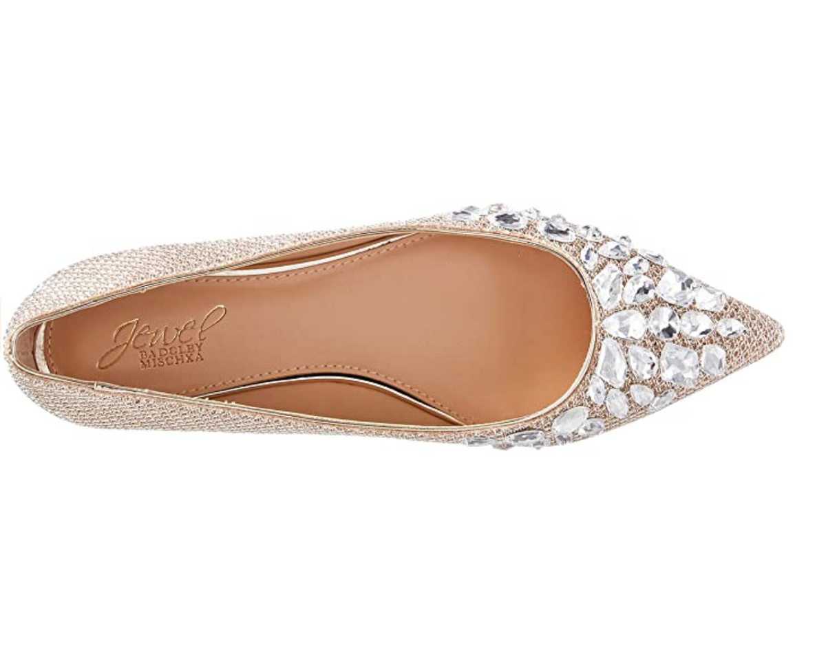 Jewel Badgley Mischka Women's Ulanni Ballet Flats  Champagne Fabric Size 9.5