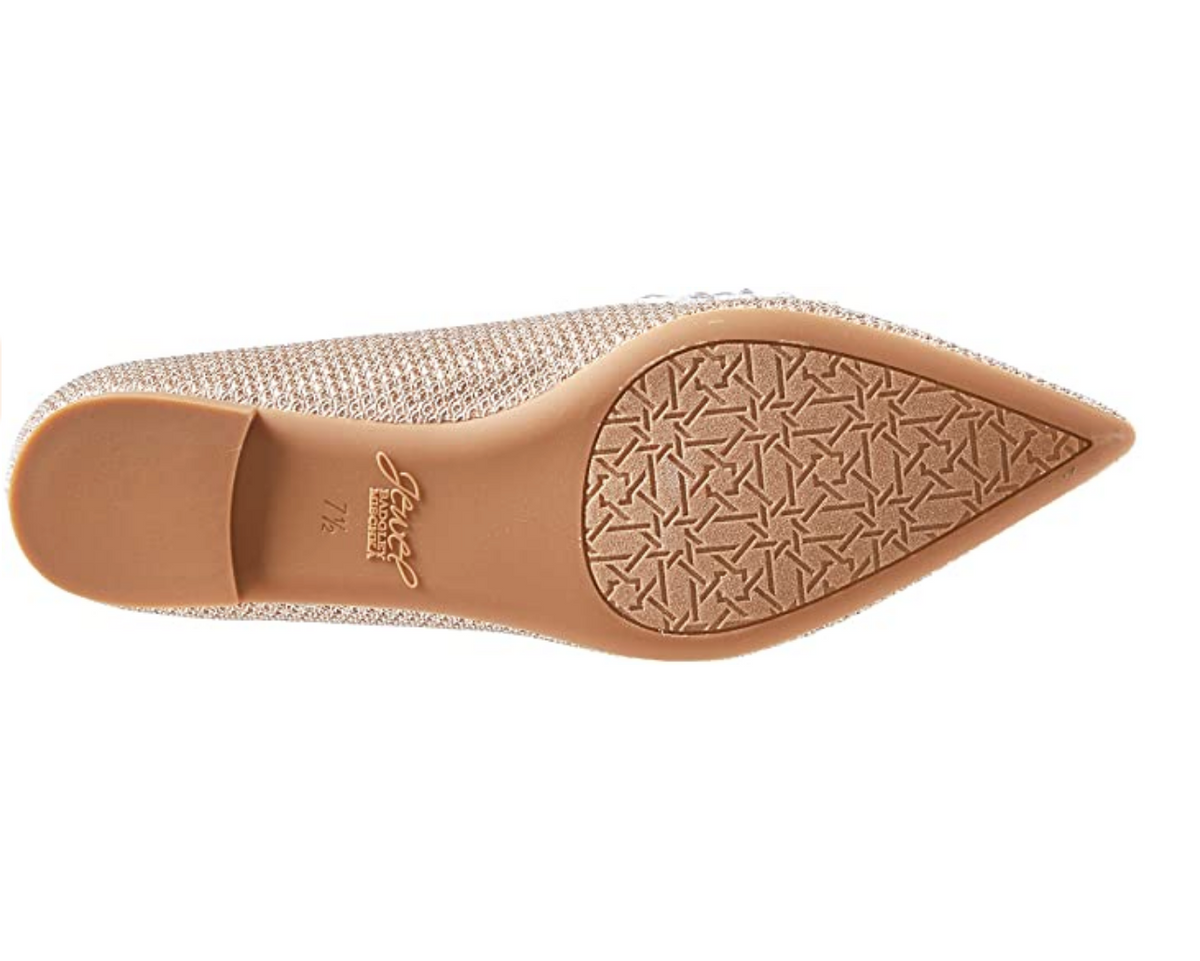 Jewel Badgley Mischka Women's Ulanni Ballet Flats  Champagne Fabric Size 9.5