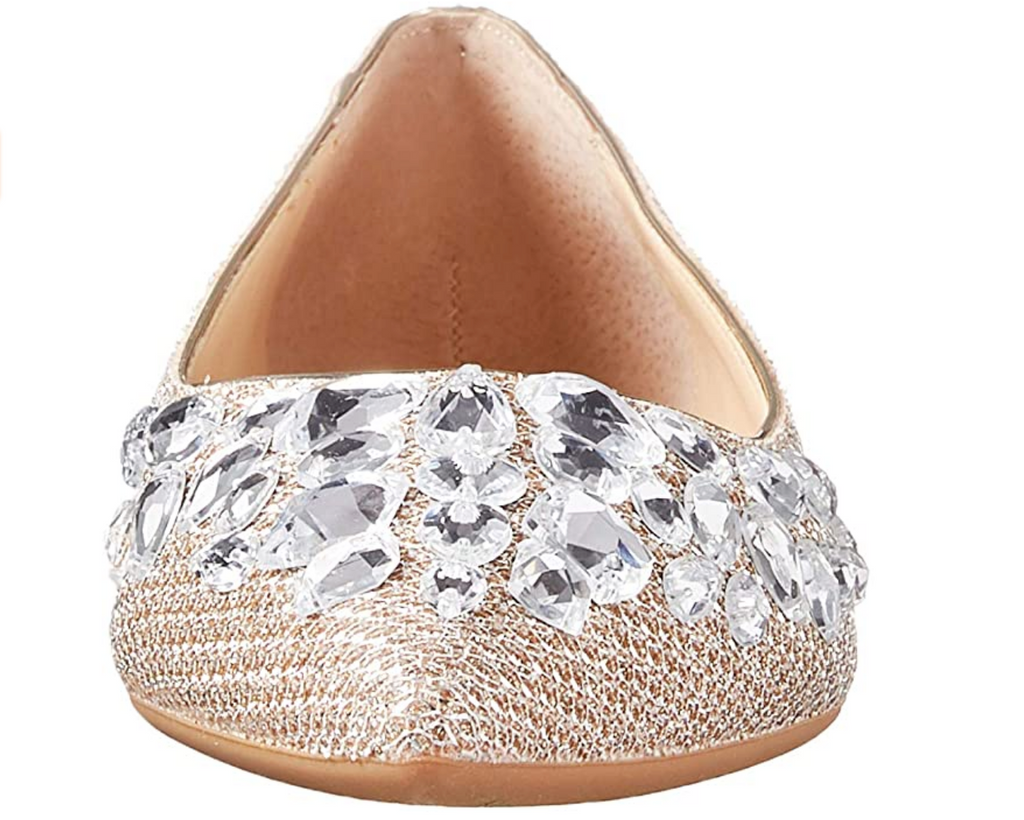 Jewel Badgley Mischka Women's Ulanni Ballet Flats  Champagne Fabric Size 9.5