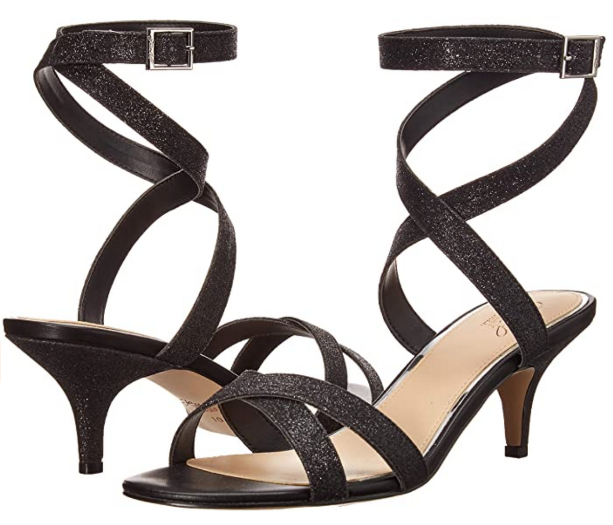 Jewel Badgley Mischka Women's Newton Heeled Sandal  Size: 8M Color: Black Glitter