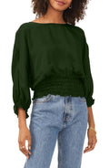 Vince Camuto Women's Dolman-Sleeve Smocked Blouse Color Green Size 2XS
